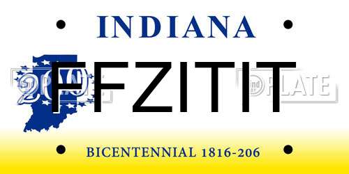FFZITIT Indiana License Plate
