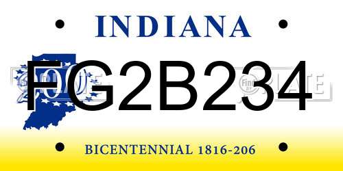 FG2B234 Indiana License Plate