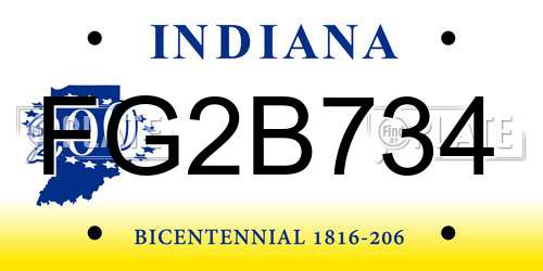 FG2B734 Indiana License Plate