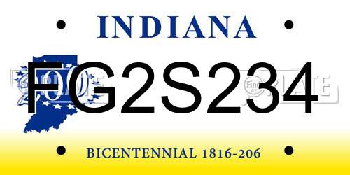 FG2S234 Indiana License Plate