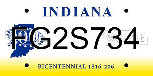 FG2S734 Indiana License Plate