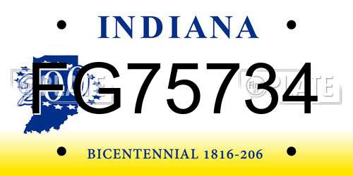 FG75734 Indiana License Plate