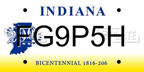 FG9P5H Indiana License Plate