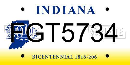 FGT5734 Indiana License Plate