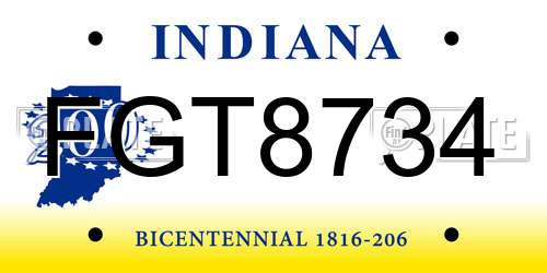 FGT8734 Indiana License Plate