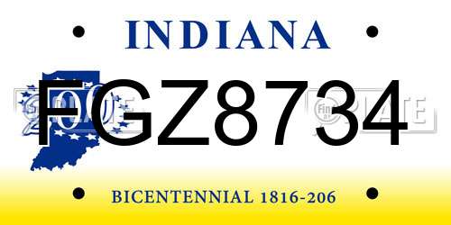FGZ8734 Indiana License Plate