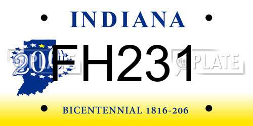 FH231 Indiana License Plate