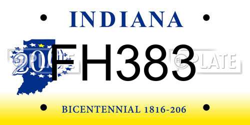 FH383 Indiana License Plate