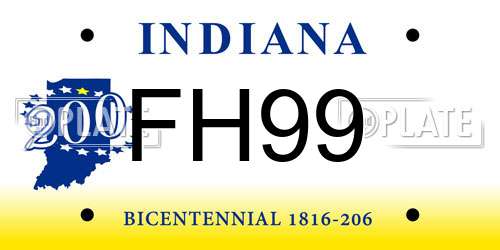 FH99 Indiana License Plate