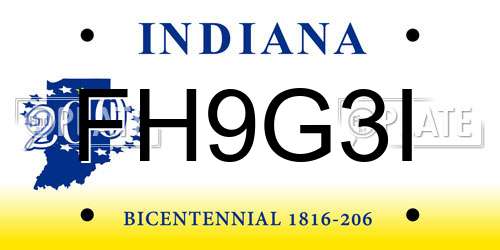 FH9G3I Indiana License Plate