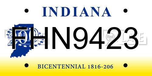 FHN9423 Indiana License Plate