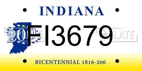 FI3679 Indiana License Plate
