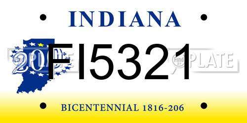 FI5321 Indiana License Plate