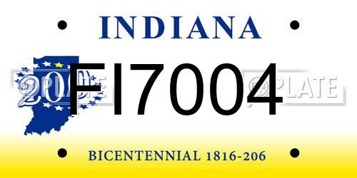 FI7004 Indiana License Plate