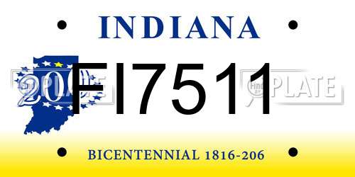 FI7511 Indiana License Plate