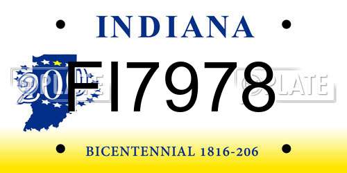FI7978 Indiana License Plate