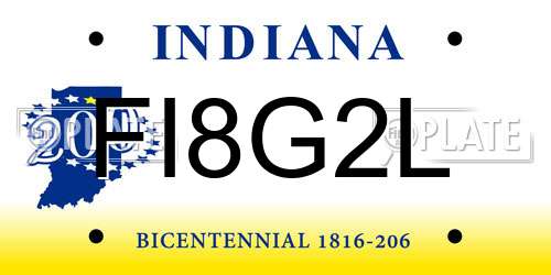 FI8G2L Indiana License Plate