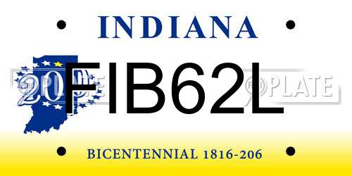 FIB62L Indiana License Plate