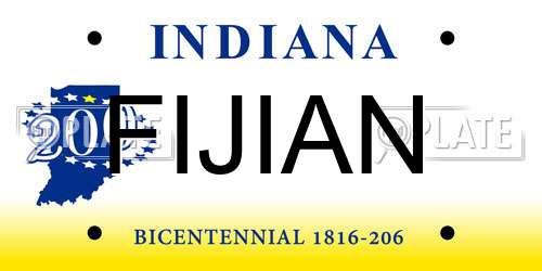 FIJIAN Indiana License Plate