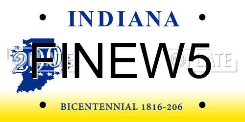 FINEW5 Indiana License Plate