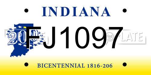 FJ1097 Indiana License Plate