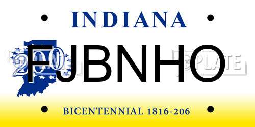 FJBNHO Indiana License Plate