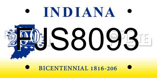 FJS8093 Indiana License Plate