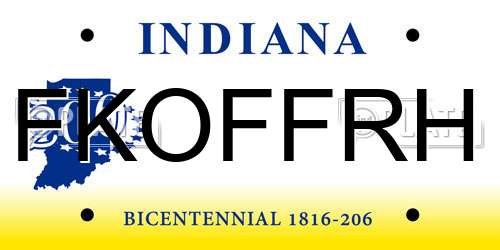 FKOFFRH Indiana License Plate