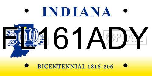 FL161ADY Indiana License Plate