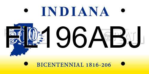 FL196ABJ Indiana License Plate