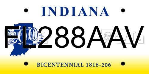 FL288AAV Indiana License Plate