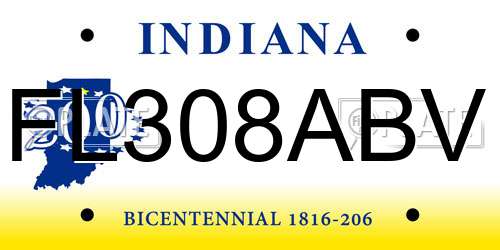 FL308ABV Indiana License Plate