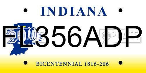 FL356ADP Indiana License Plate