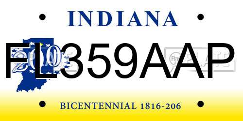 FL359AAP Indiana License Plate