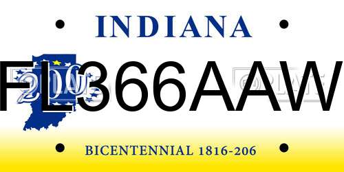 FL366AAW Indiana License Plate