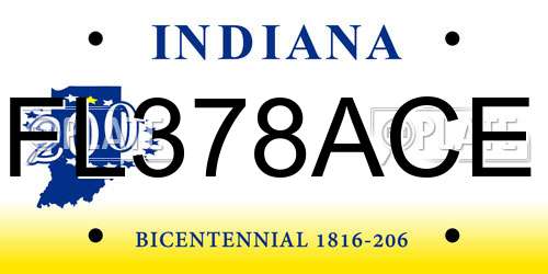 FL378ACE Indiana License Plate