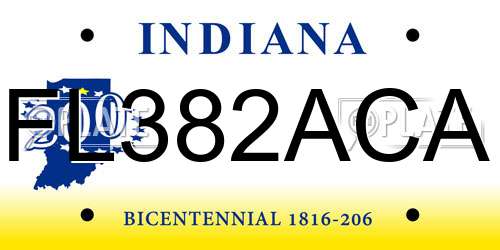 FL382ACA Indiana License Plate