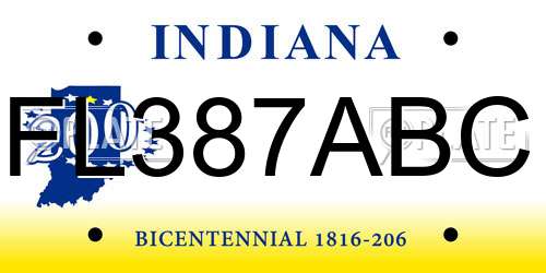 FL387ABC Indiana License Plate
