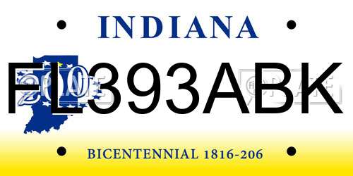 FL393ABK Indiana License Plate