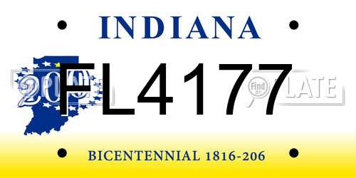 FL4177 Indiana License Plate