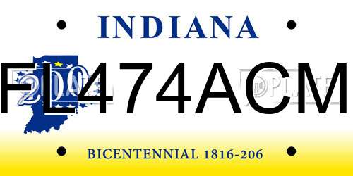 FL474ACM Indiana License Plate