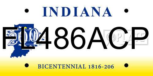 FL486ACP Indiana License Plate