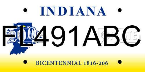 FL491ABC Indiana License Plate