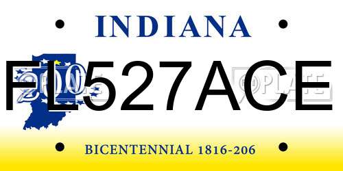 FL527ACE Indiana License Plate