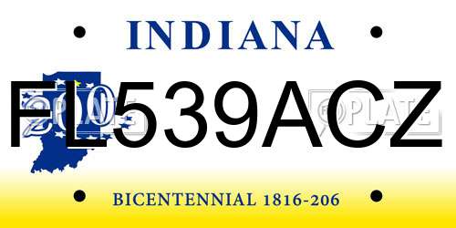 FL539ACZ Indiana License Plate