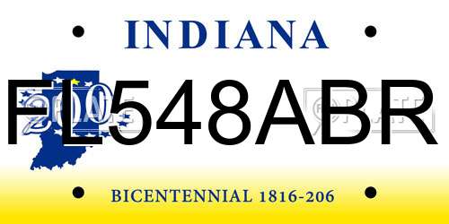 FL548ABR Indiana License Plate