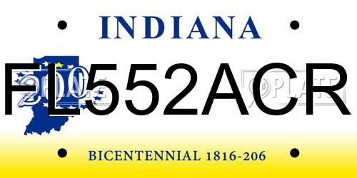 FL552ACR Indiana License Plate