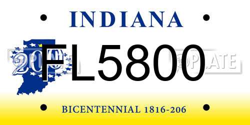 FL5800 Indiana License Plate