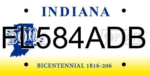 FL584ADB Indiana License Plate