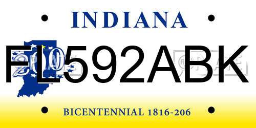FL592ABK Indiana License Plate